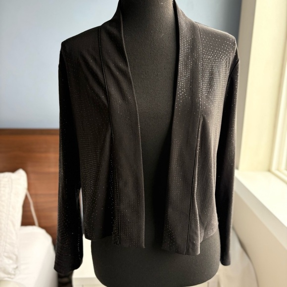 Calvin Klein Black Open Front Cardigan Shrug with Rhinestone Accents - Picture 1 of 17